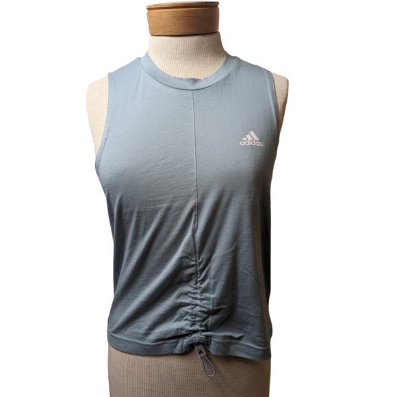 Adidas Women's SIZE S SMALL Cotton Cinch Tank Top SHIRT MAGIC GREY NEW NWT - Picture 1 of 3